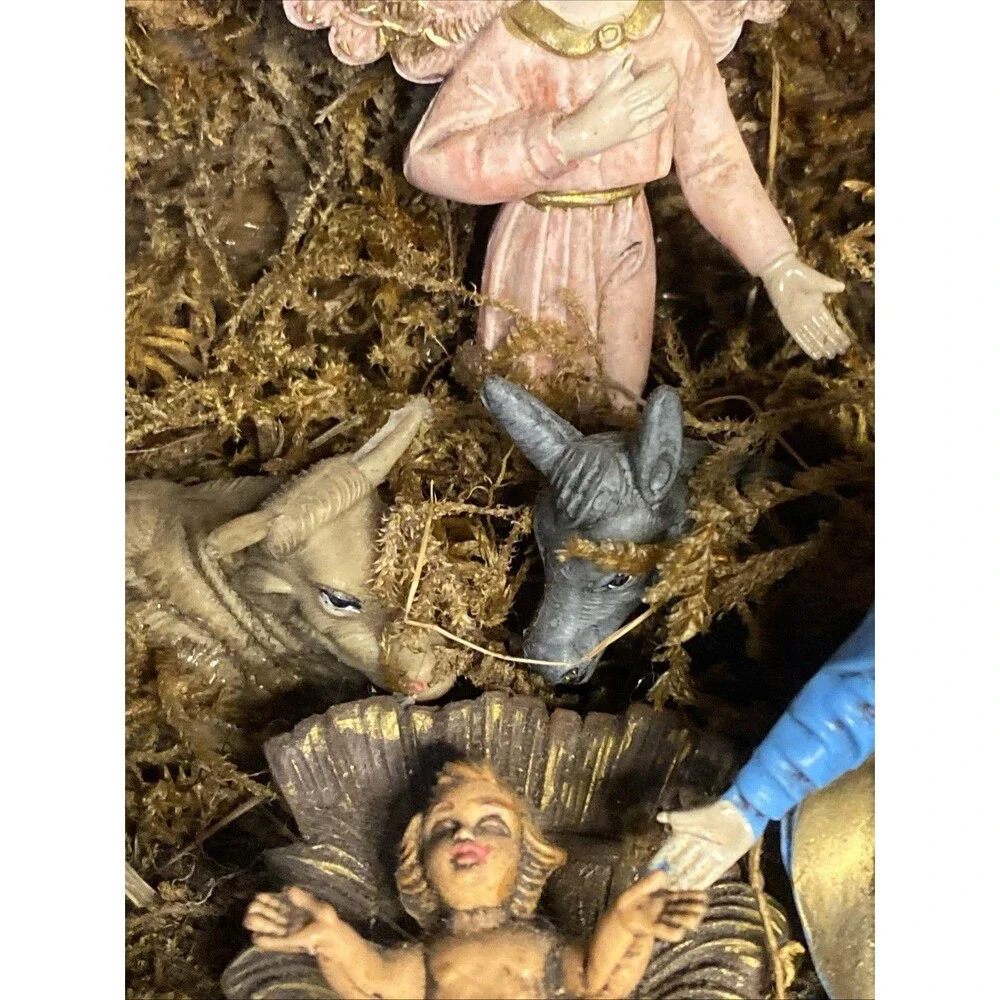 Vintage Italy Nativity Scene Set w/Manger Stationary Christmas Religion 1-piece